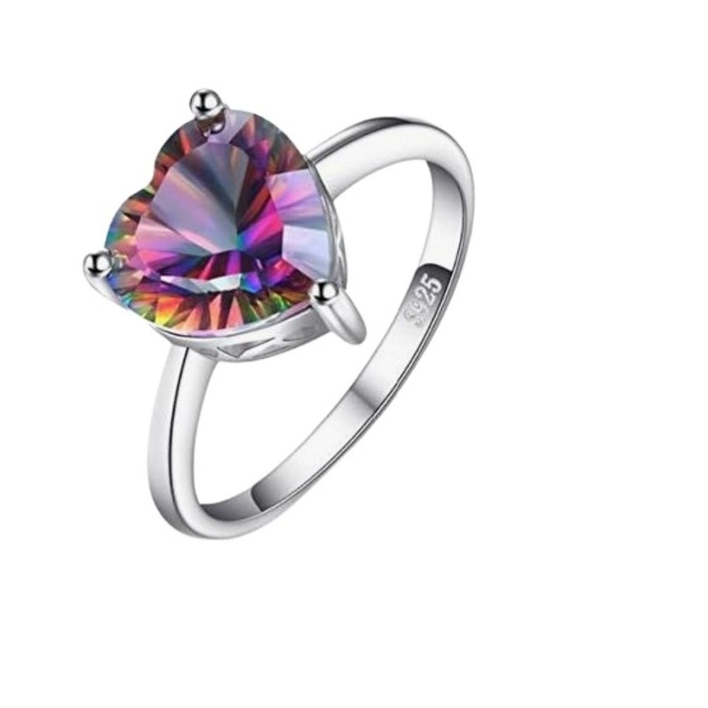 925 Mystic Topaz Heart Ring - Picture 2 of 6